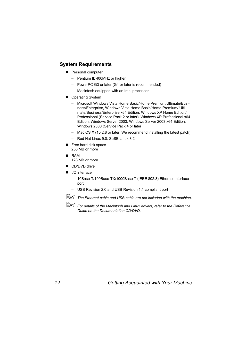 System requirements, System requirements 12 | Konica Minolta bizhub C20X User Manual | Page 26 / 346