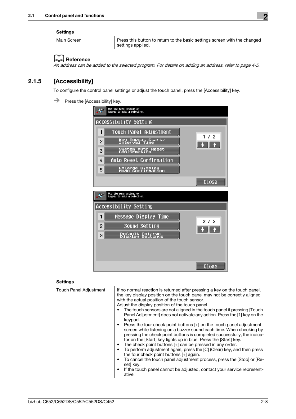 5 [accessibility, Accessibility] -8, P. 2-8 | Konica Minolta BIZHUB C652DS User Manual | Page 16 / 64