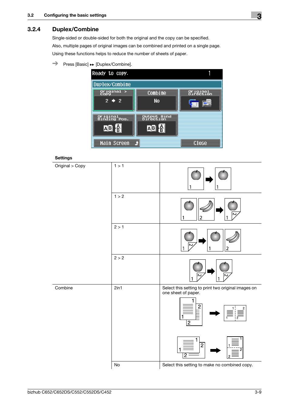 4 duplex/combine, Duplex/combine -9, P. 3-9 | Konica Minolta BIZHUB C652DS User Manual | Page 30 / 64