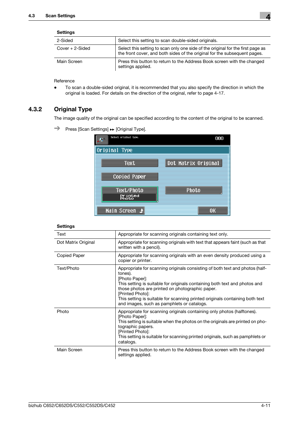 2 original type, Original type -11, P. 4-11 | Konica Minolta BIZHUB C652DS User Manual | Page 51 / 64