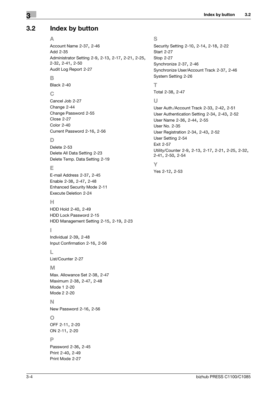 2 index by button, Index by button -4 | Konica Minolta bizhub PRESS C1100 User Manual | Page 72 / 72