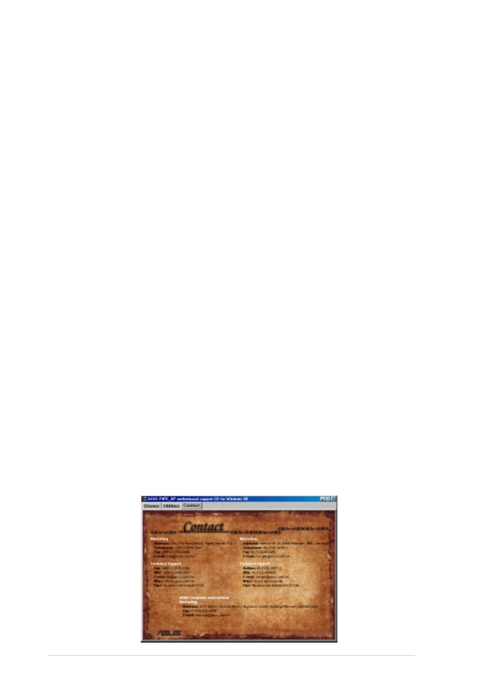 4 asus contact information | Asus P4PE BP User Manual | Page 72 / 84