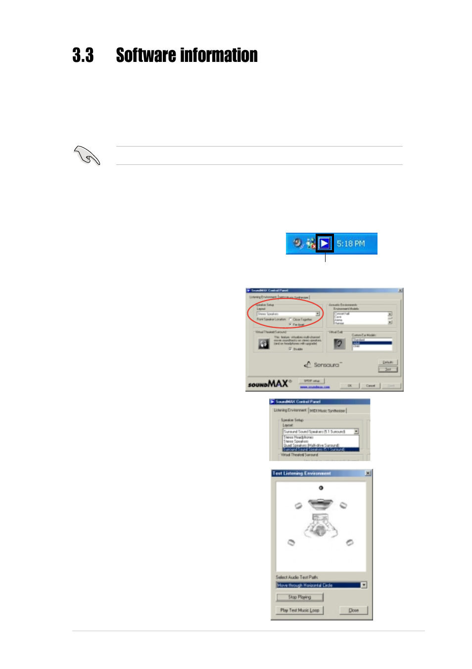 3 software information, 1 multi-channel audio feature | Asus P4PE BP User Manual | Page 73 / 84