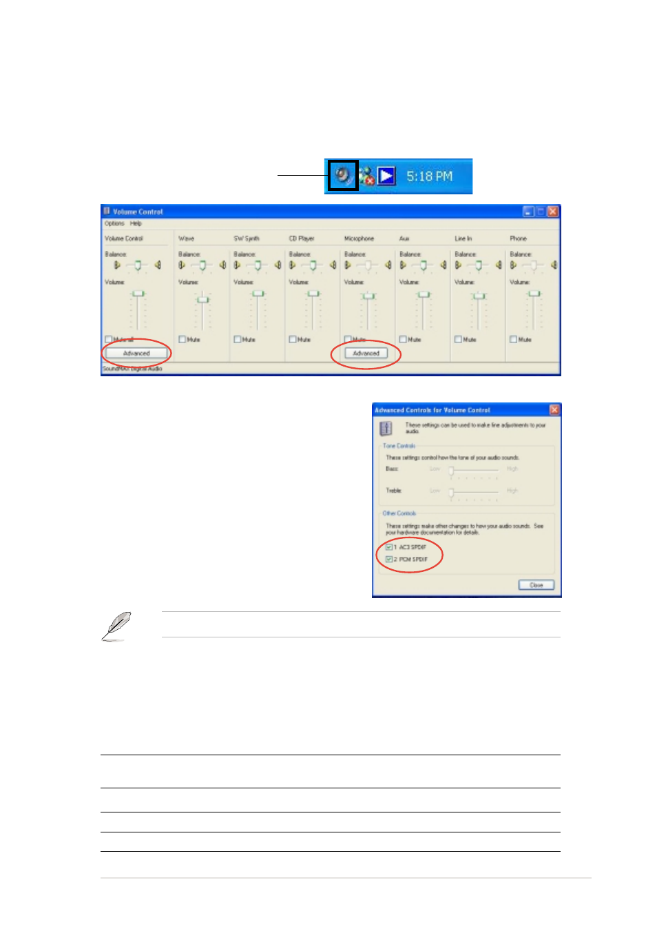 Adjusting the volume settings, Rear panel audio ports function variation | Asus P4PE BP User Manual | Page 75 / 84