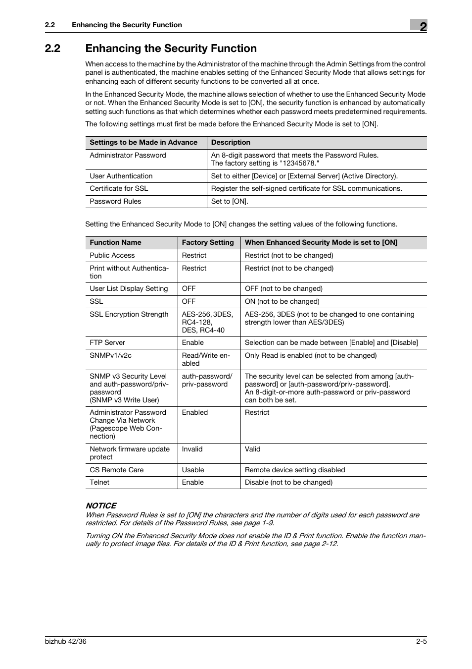 2 enhancing the security function, Enhancing the security function -5 | Konica Minolta bizhub 42 User Manual | Page 20 / 94