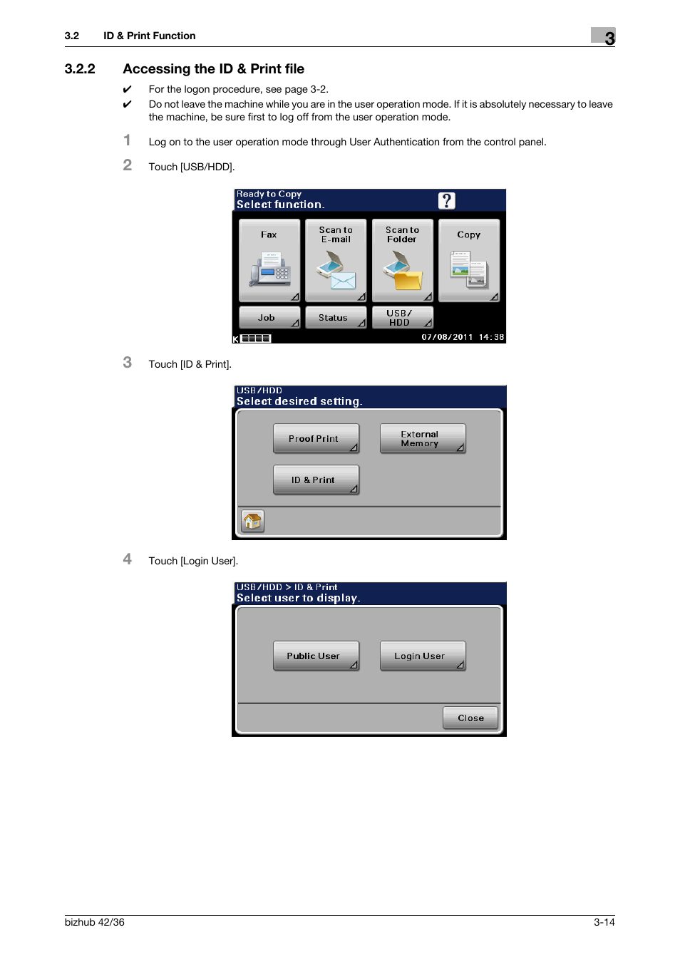 2 accessing the id & print file, Accessing the id & print file -14 | Konica Minolta bizhub 42 User Manual | Page 68 / 94