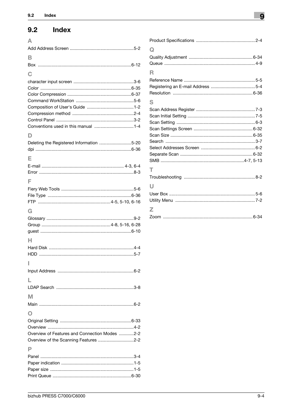 2 index, Index -4 | Konica Minolta IC-413 User Manual | Page 105 / 106