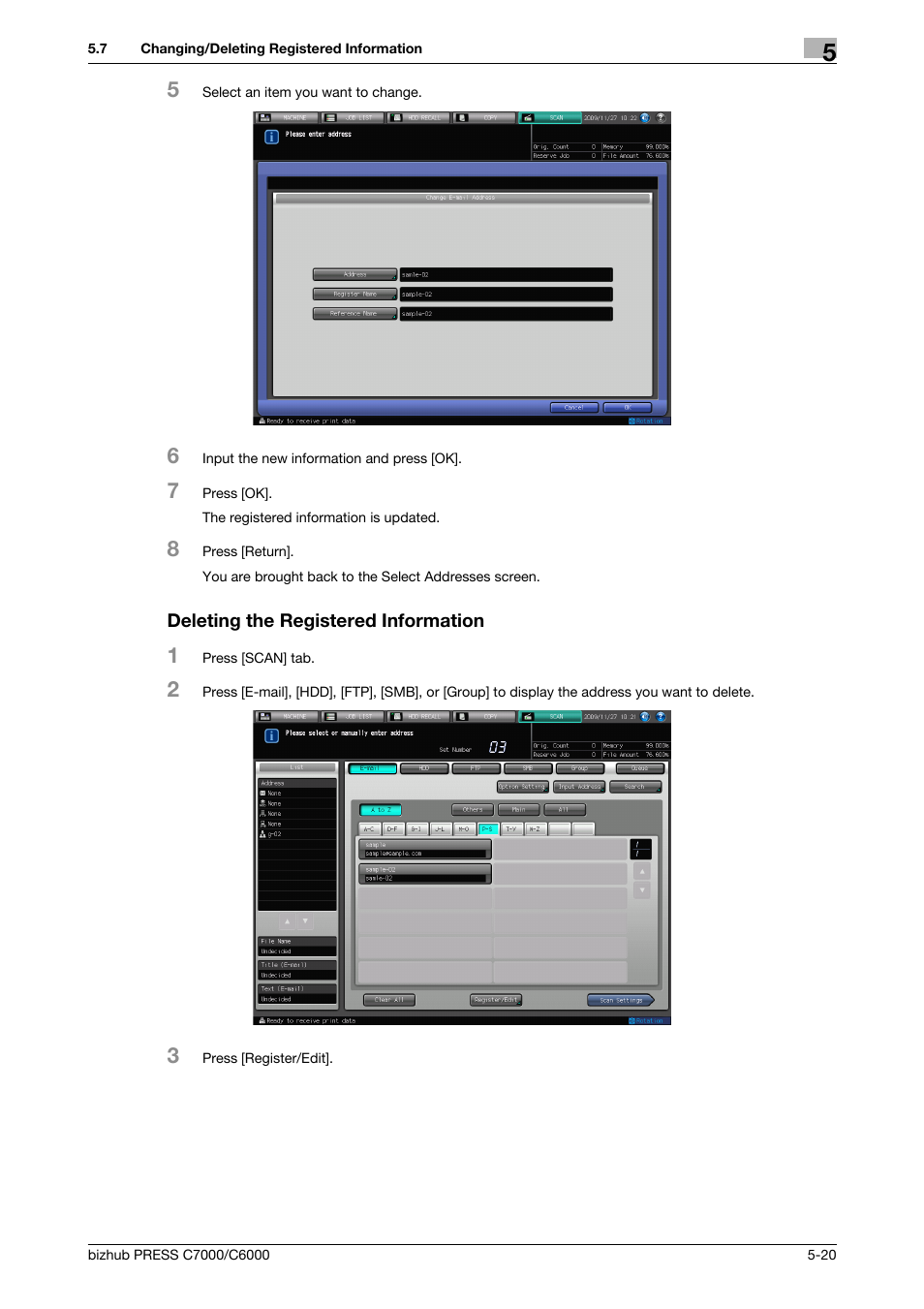 Deleting the registered information | Konica Minolta IC-413 User Manual | Page 54 / 106