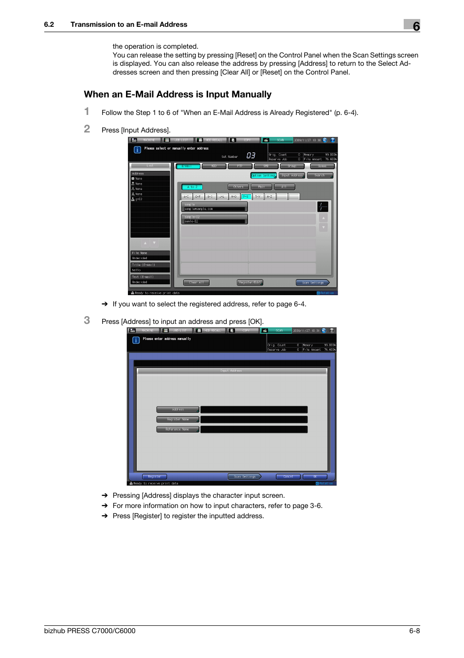 When an e-mail address is input manually | Konica Minolta IC-413 User Manual | Page 63 / 106