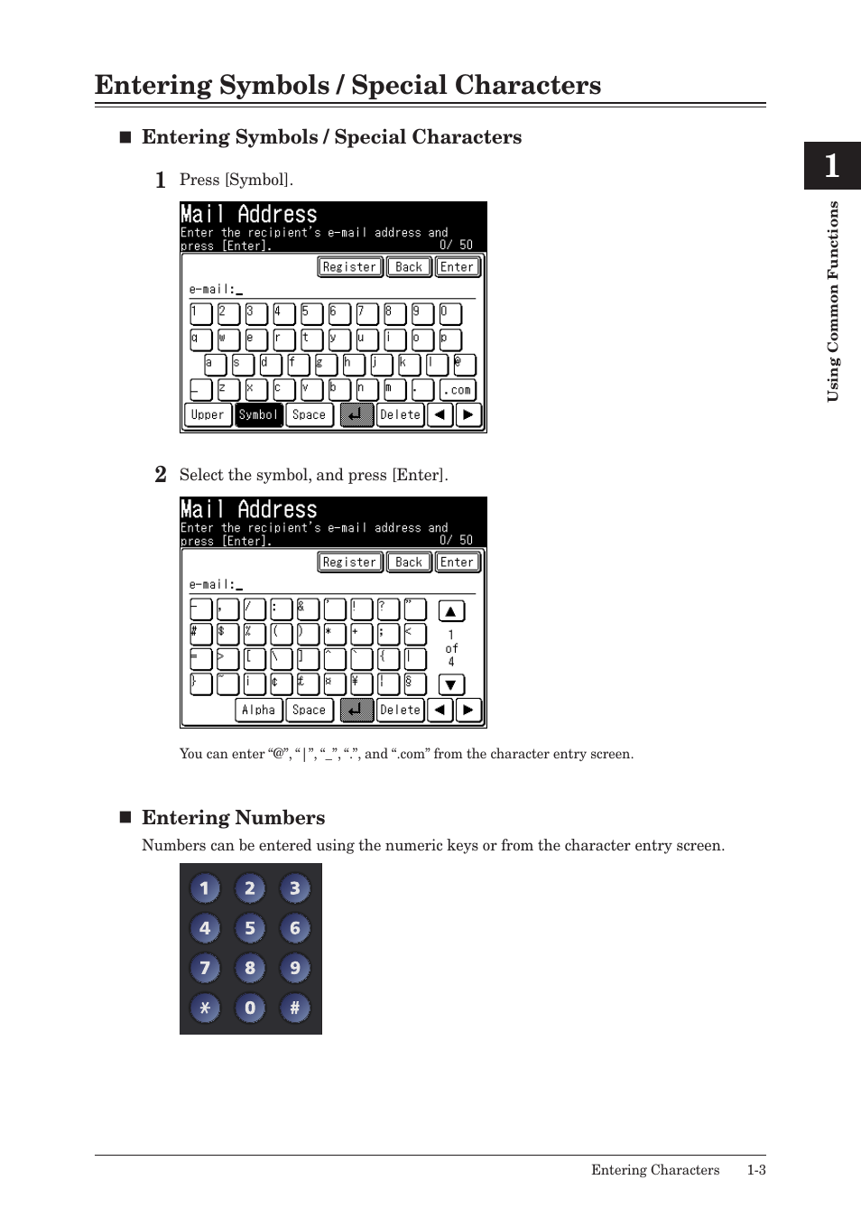 Entering symbols / special characters, Entering symbols / special characters -3 | Konica Minolta bizhub 25 User Manual | Page 10 / 175