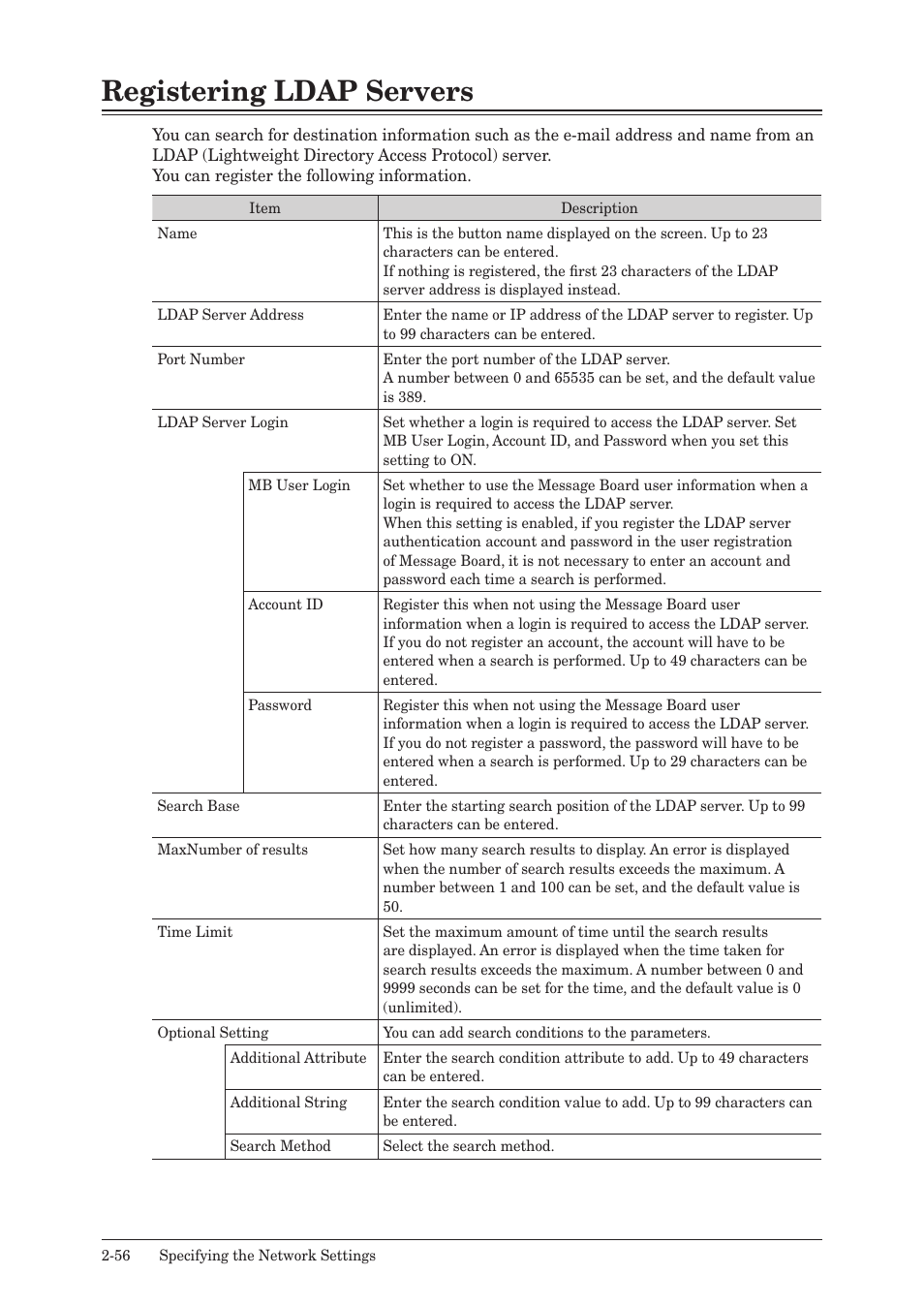 Registering ldap servers, Registering ldap servers -56 | Konica Minolta bizhub 25 User Manual | Page 109 / 175