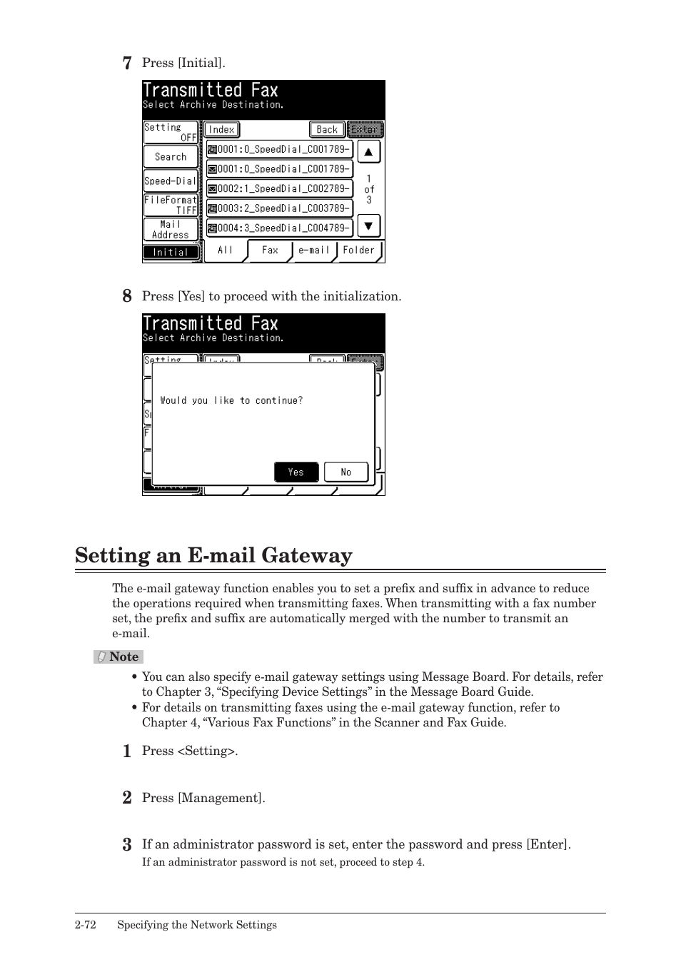 Setting an e-mail gateway, Setting an e-mail gateway -72 | Konica Minolta bizhub 25 User Manual | Page 125 / 175