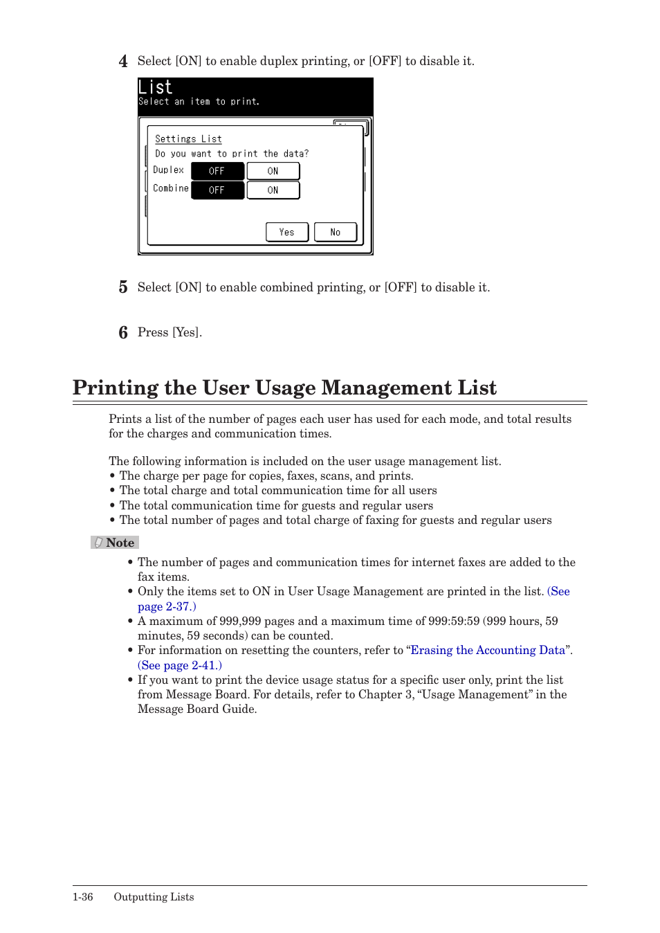 Printing the user usage management list, Printing the user usage management list -36 | Konica Minolta bizhub 25 User Manual | Page 43 / 175