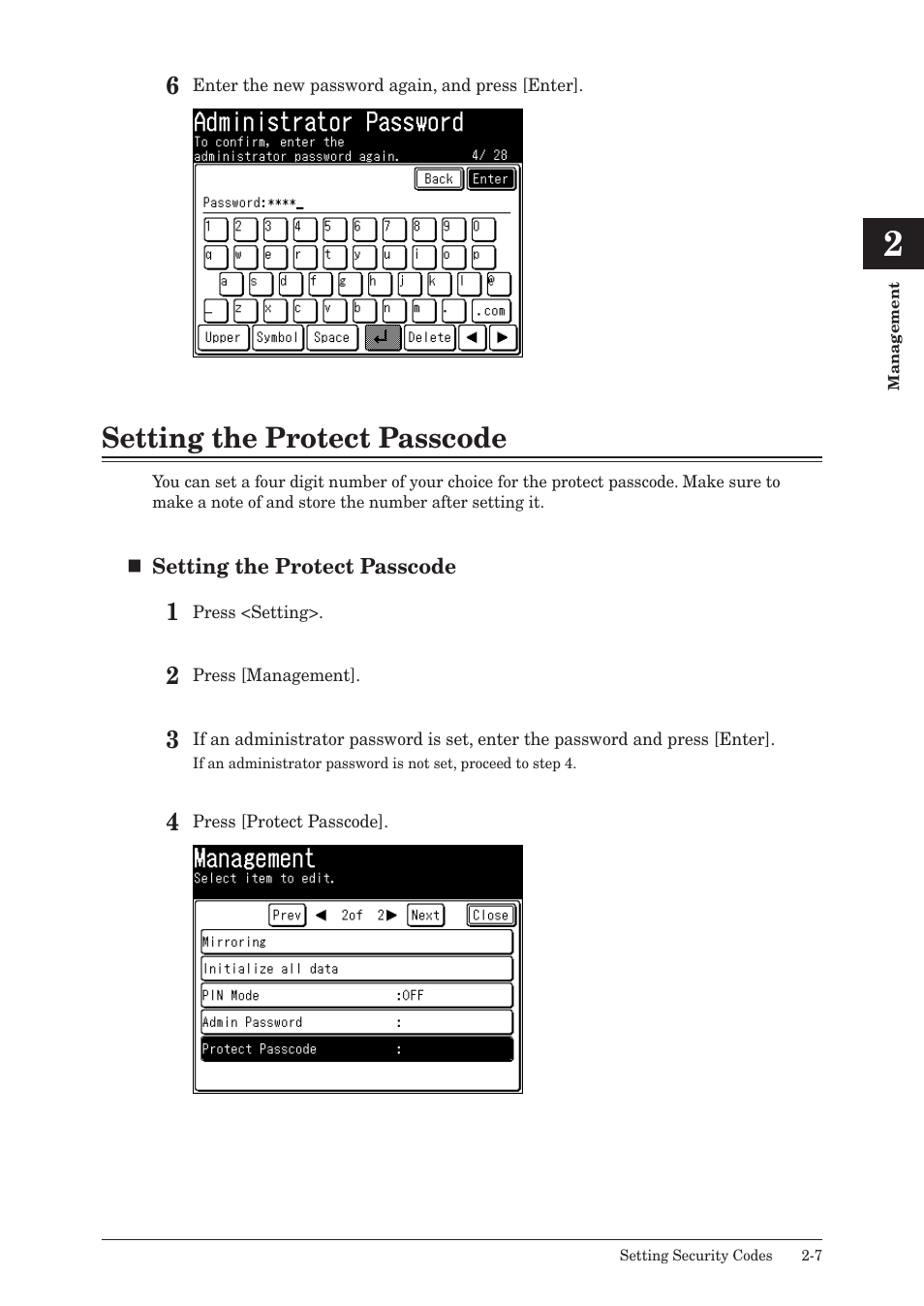 Setting the protect passcode, Setting the protect passcode -7 | Konica Minolta bizhub 25 User Manual | Page 60 / 175