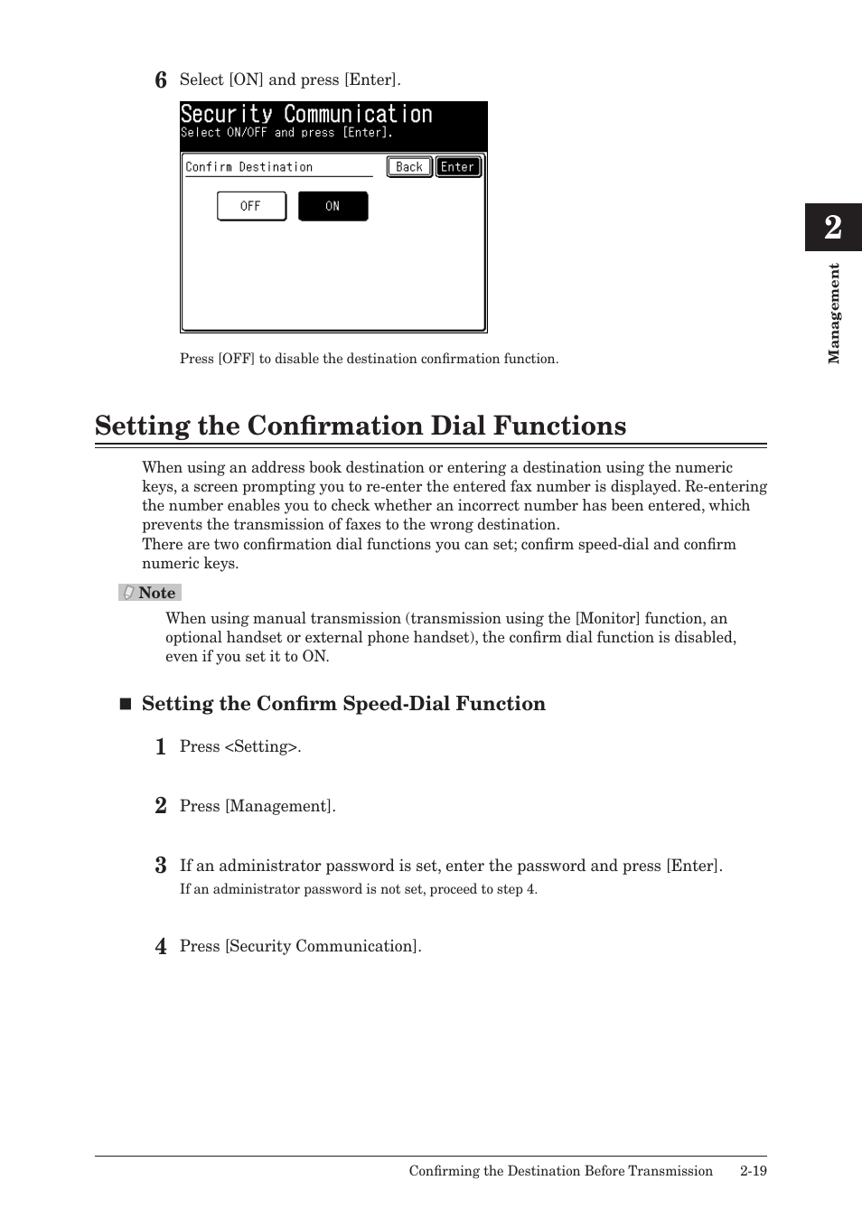 Setting the confirmation dial functions, Setting the confirmation dial functions -19 | Konica Minolta bizhub 25 User Manual | Page 72 / 175