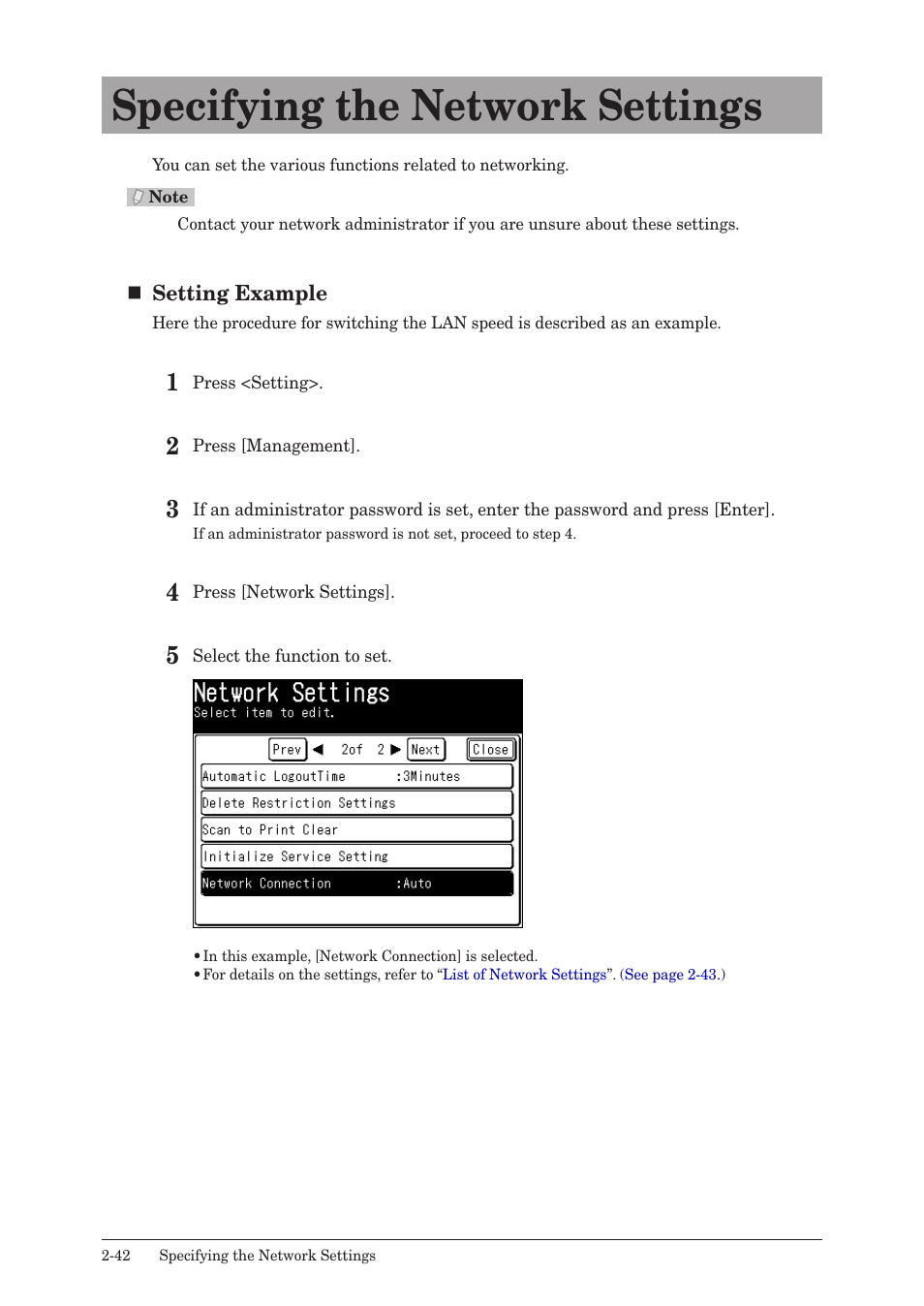 Specifying the network settings, Specifying the network settings -42 | Konica Minolta bizhub 25 User Manual | Page 95 / 175