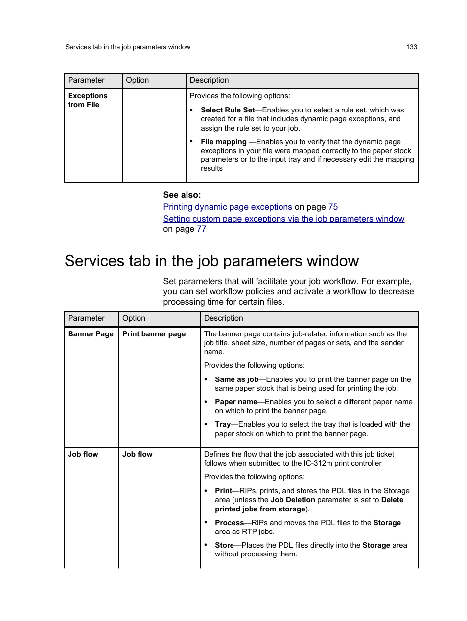 Services tab in the job parameters window | Konica Minolta bizhub PRESS 2250P User Manual | Page 141 / 193