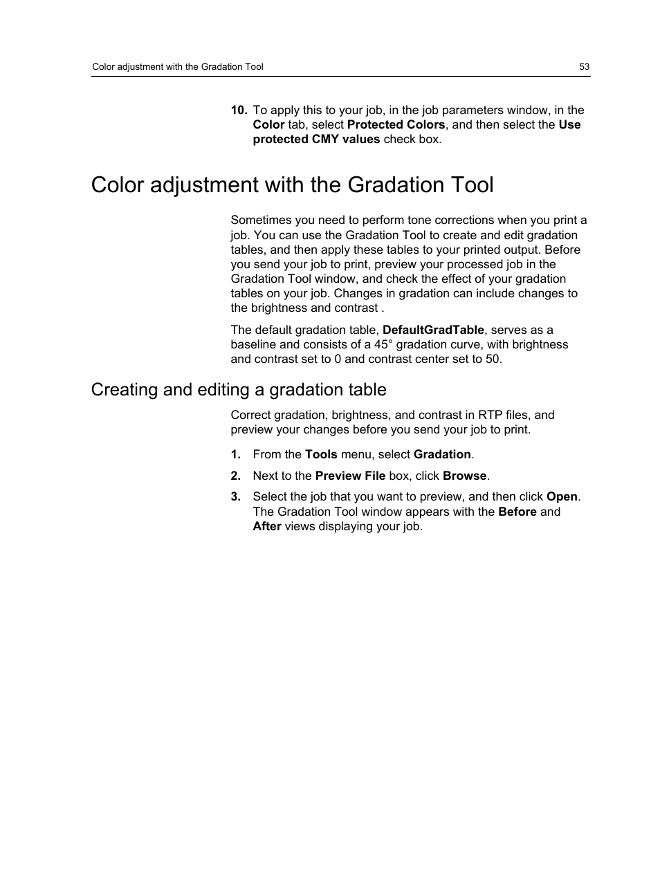 Color adjustment with the gradation tool, Creating and editing a gradation table | Konica Minolta bizhub PRESS 2250P User Manual | Page 61 / 193