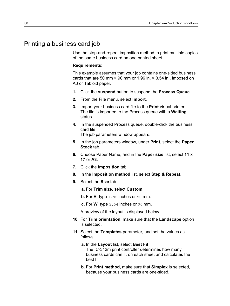 Printing a business card job | Konica Minolta bizhub PRESS 2250P User Manual | Page 68 / 193