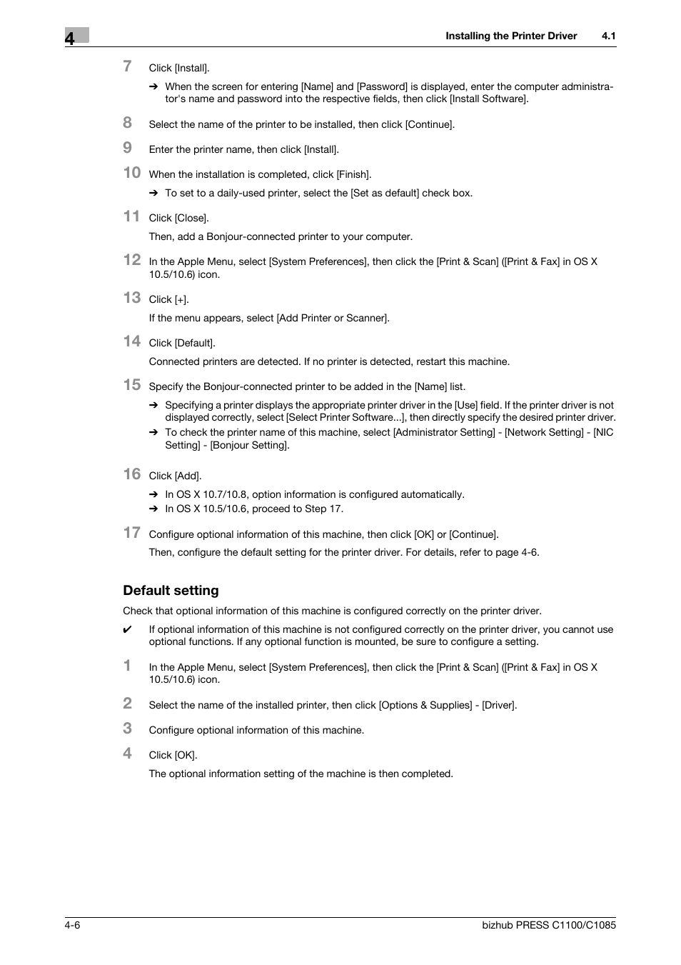 Default setting | Konica Minolta bizhub PRESS C1085 User Manual | Page 34 / 128