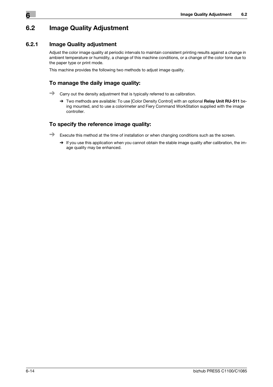 2 image quality adjustment, 1 image quality adjustment, To manage the daily image quality | To specify the reference image quality, Image quality adjustment -14 | Konica Minolta bizhub PRESS C1085 User Manual | Page 64 / 128