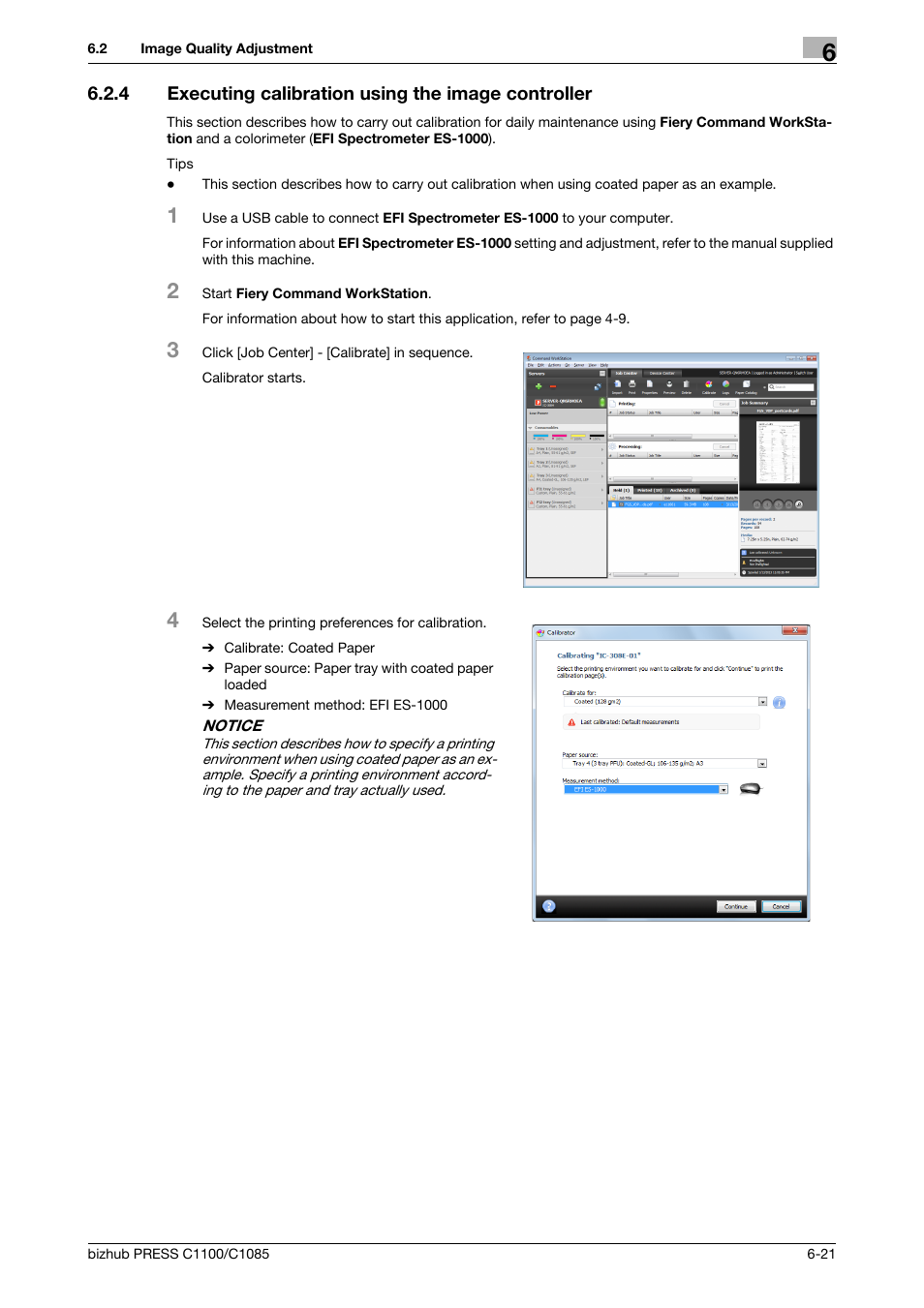 4 executing calibration using the image controller | Konica Minolta bizhub PRESS C1085 User Manual | Page 71 / 128