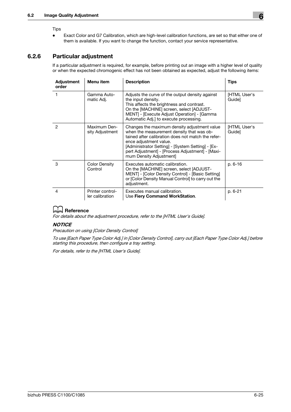 6 particular adjustment, Particular adjustment -25 | Konica Minolta bizhub PRESS C1085 User Manual | Page 75 / 128