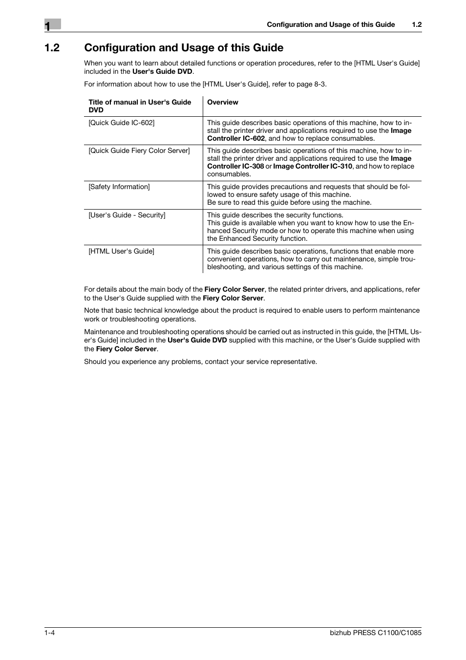 2 configuration and usage of this guide, Configuration and usage of this guide -4 | Konica Minolta bizhub PRESS C1085 User Manual | Page 8 / 128