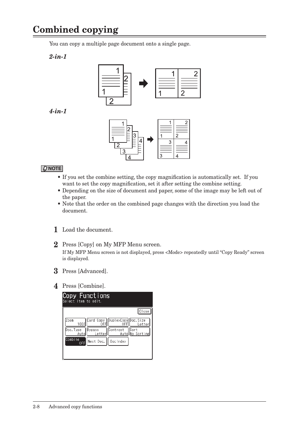 Combined copying, Combined copying -8 | Konica Minolta bizhub 25e User Manual | Page 23 / 46