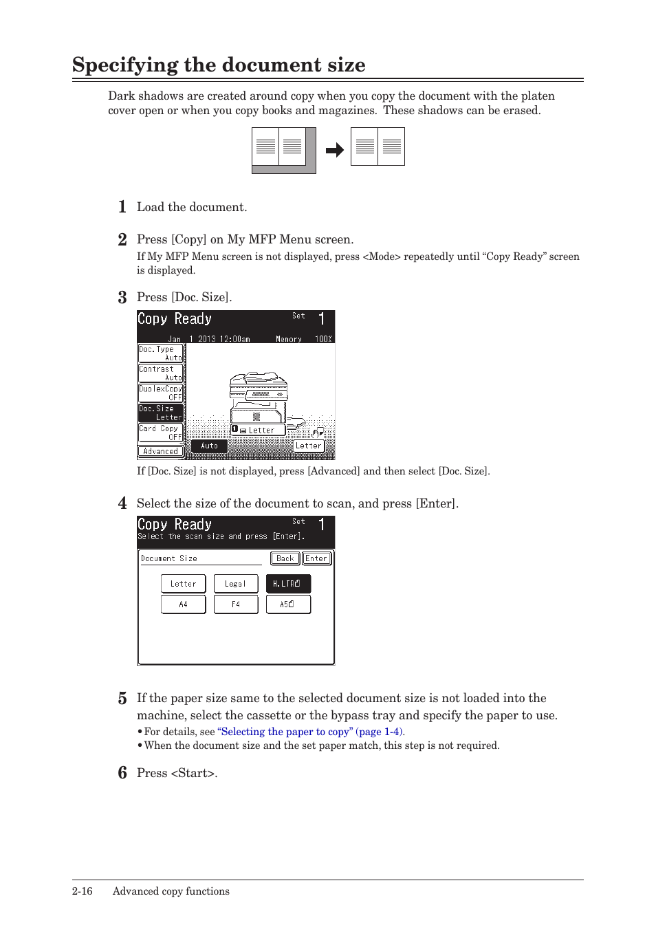 Specifying the document size, Specifying the document size -16 | Konica Minolta bizhub 25e User Manual | Page 31 / 46