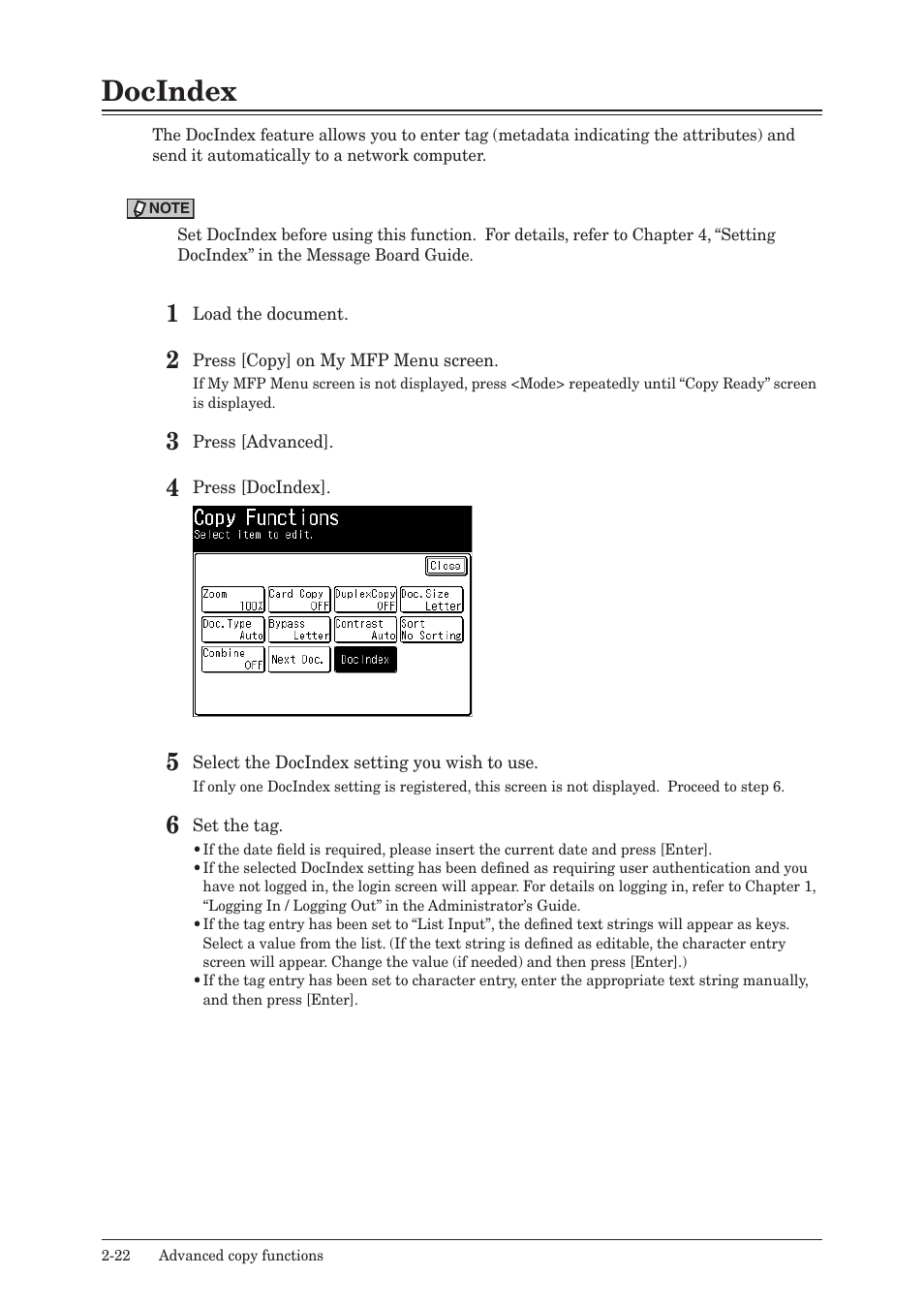 Docindex, Docindex -22 | Konica Minolta bizhub 25e User Manual | Page 37 / 46