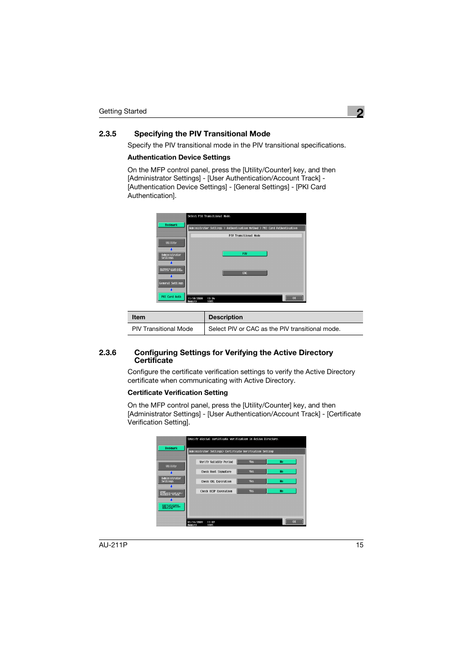 5 specifying the piv transitional mode, Specifying the piv transitional mode | Konica Minolta bizhub 552 User Manual | Page 16 / 65