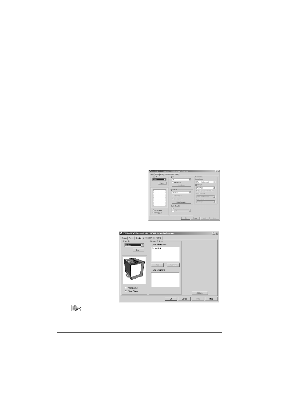 Selecting driver options/defaults | Konica Minolta MAGICOLOR 2300 User Manual | Page 14 / 156