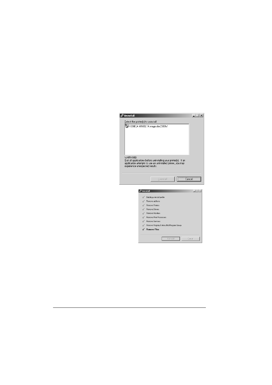 Uninstalling the printer driver | Konica Minolta MAGICOLOR 2300 User Manual | Page 16 / 156