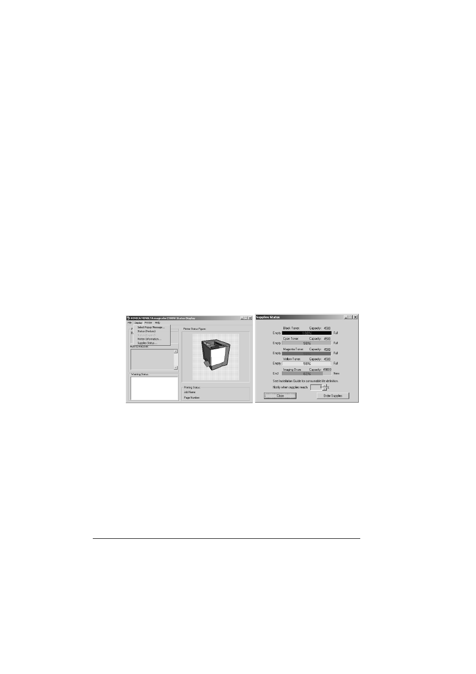 Working with the status display, Environment | Konica Minolta MAGICOLOR 2300 User Manual | Page 48 / 156