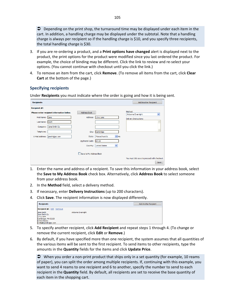 Specifying recipients | Konica Minolta Digital StoreFront User Manual | Page 105 / 127