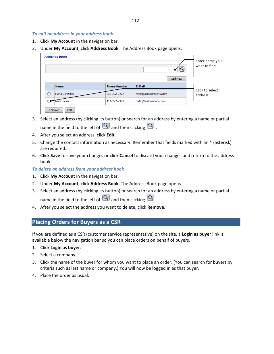 Placing orders for buyers as a csr | Konica Minolta Digital StoreFront User Manual | Page 112 / 127