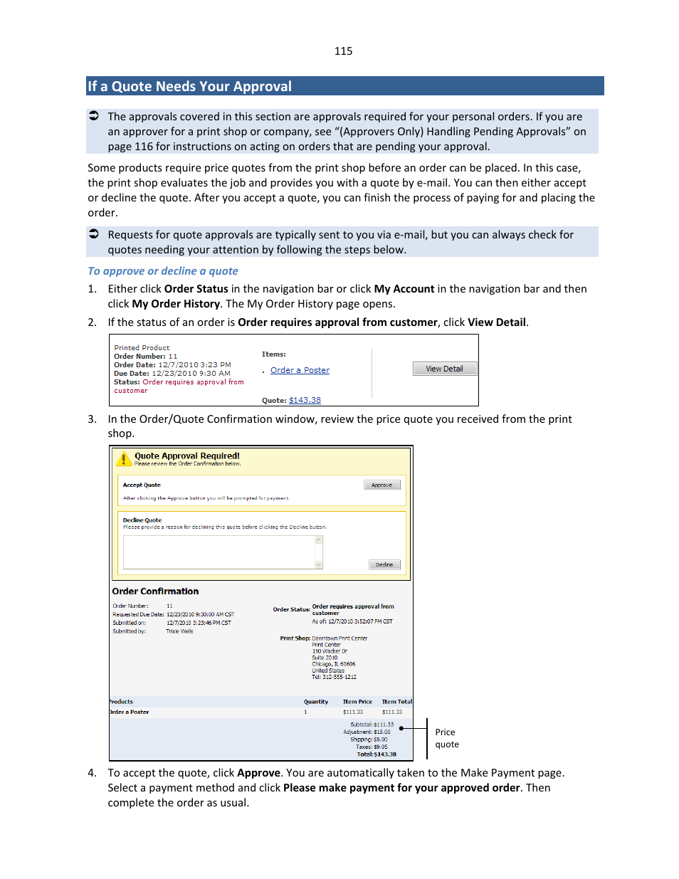 If a quote needs your approval | Konica Minolta Digital StoreFront User Manual | Page 115 / 127