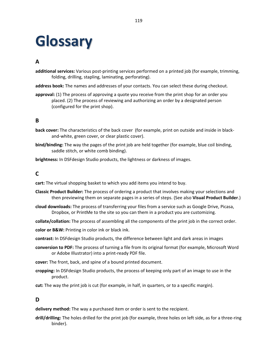 Glossary | Konica Minolta Digital StoreFront User Manual | Page 119 / 127