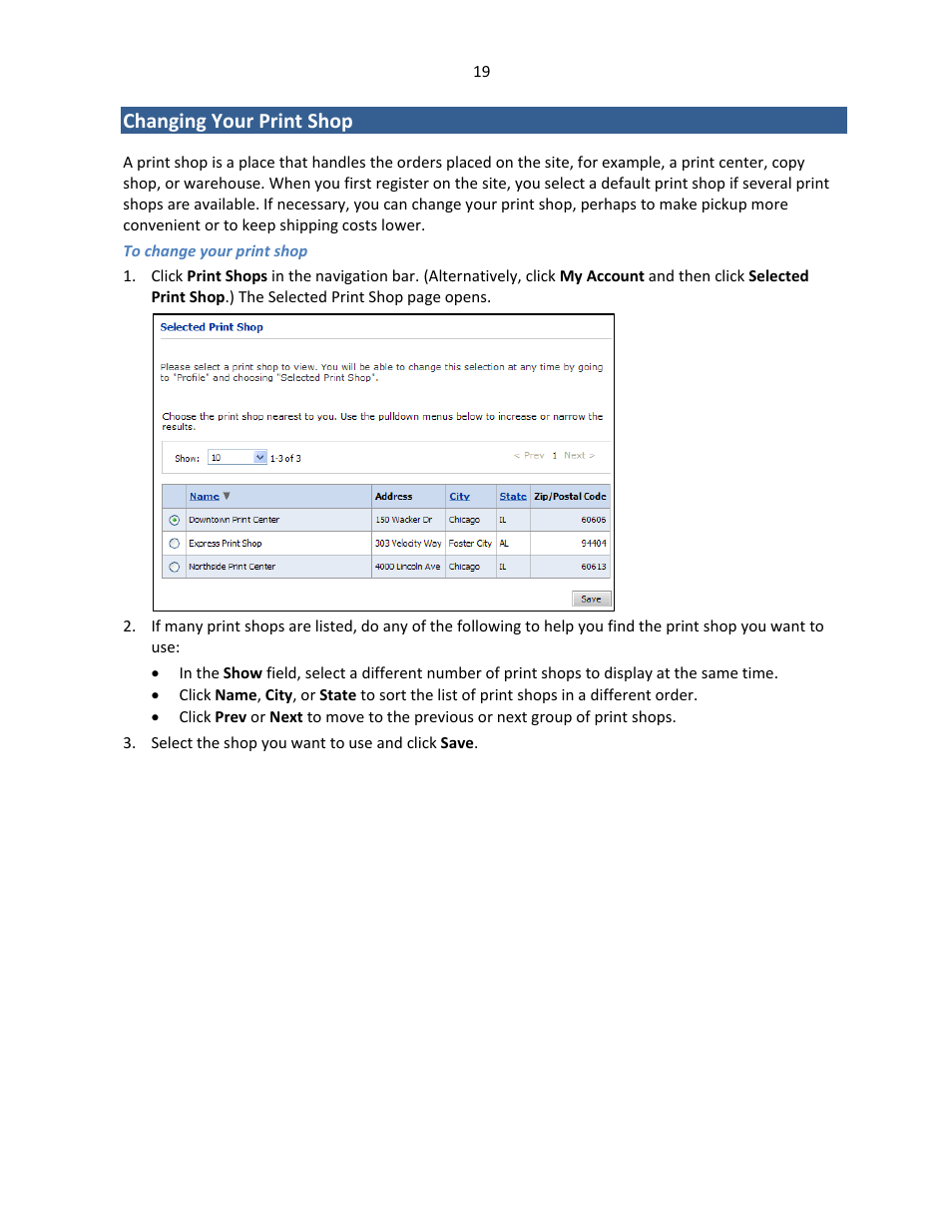 Changing your print shop | Konica Minolta Digital StoreFront User Manual | Page 19 / 127