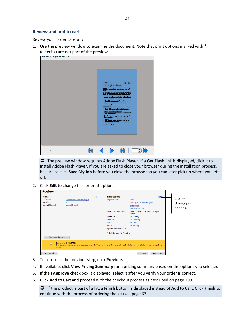 Review and add to cart | Konica Minolta Digital StoreFront User Manual | Page 41 / 127