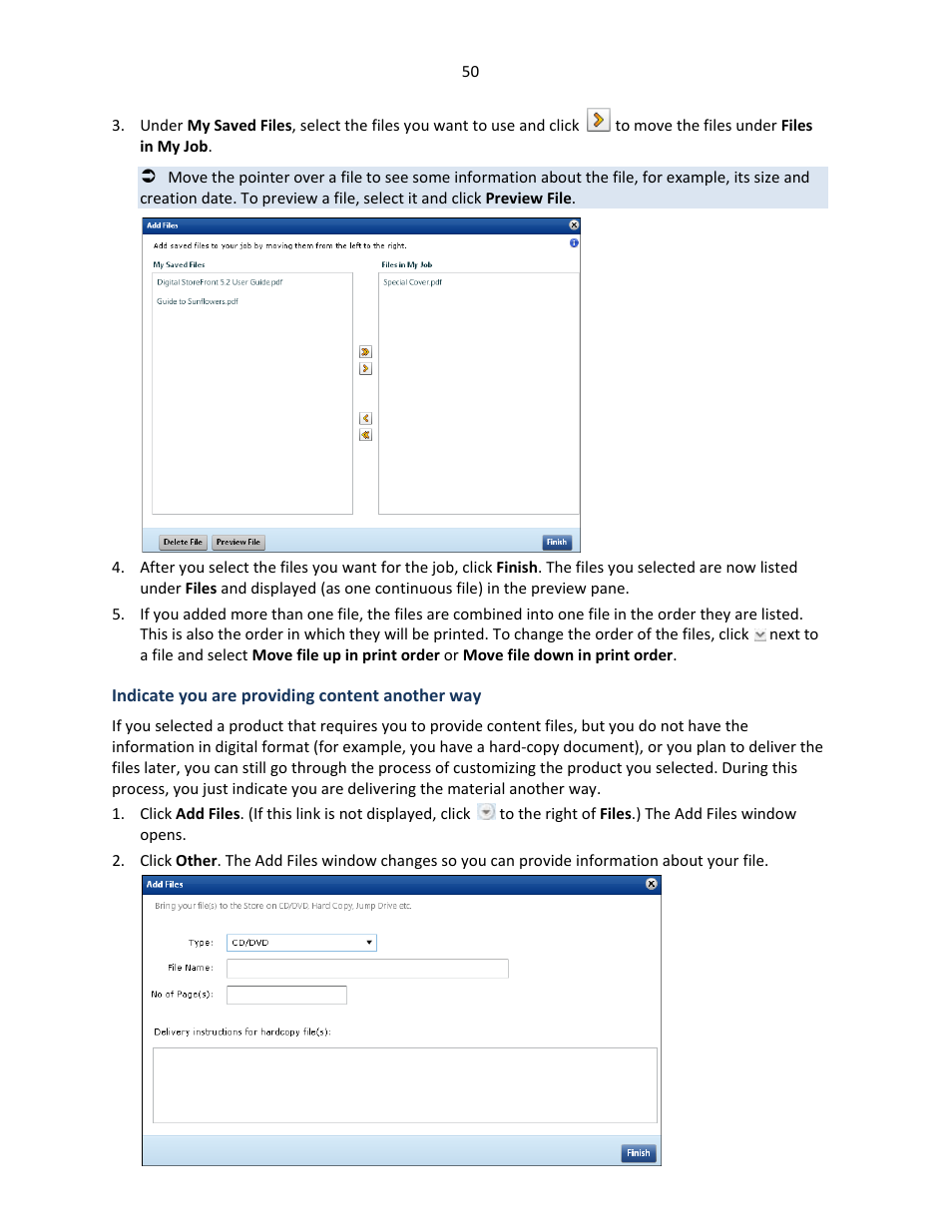 Indicate you are providing content another way | Konica Minolta Digital StoreFront User Manual | Page 50 / 127