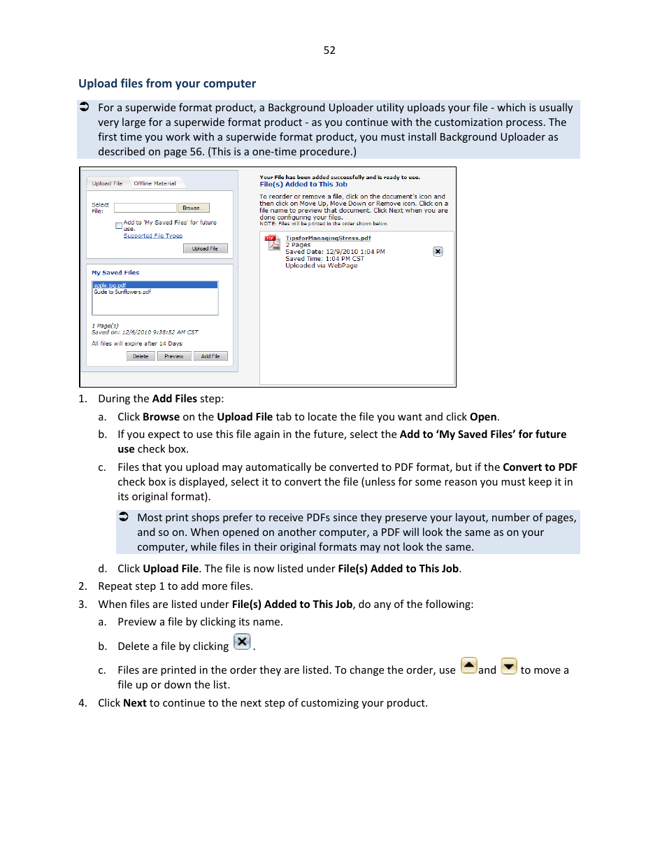 Upload files from your computer, Ge 52 | Konica Minolta Digital StoreFront User Manual | Page 52 / 127