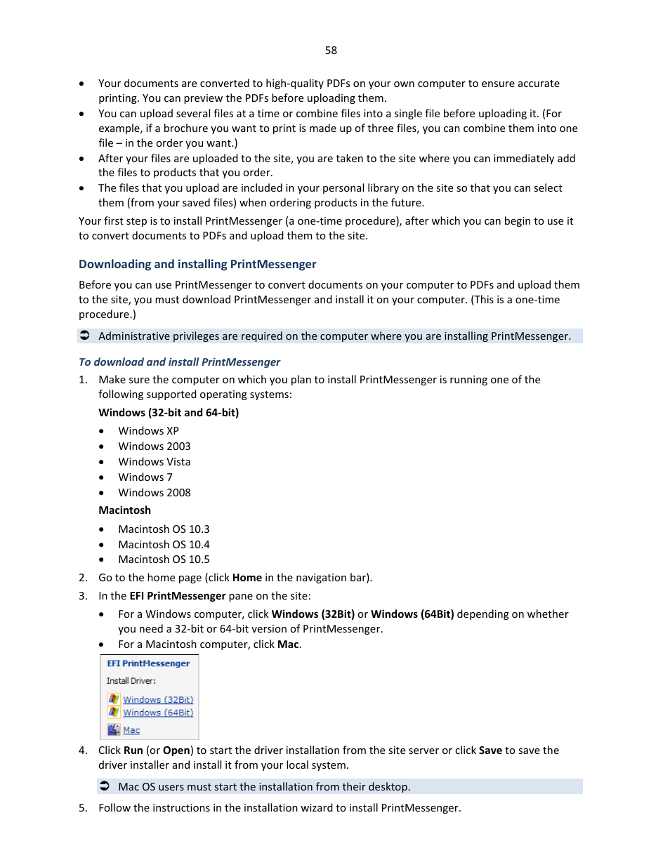 Downloading and installing printmessenger, To download and install printmessenger | Konica Minolta Digital StoreFront User Manual | Page 58 / 127