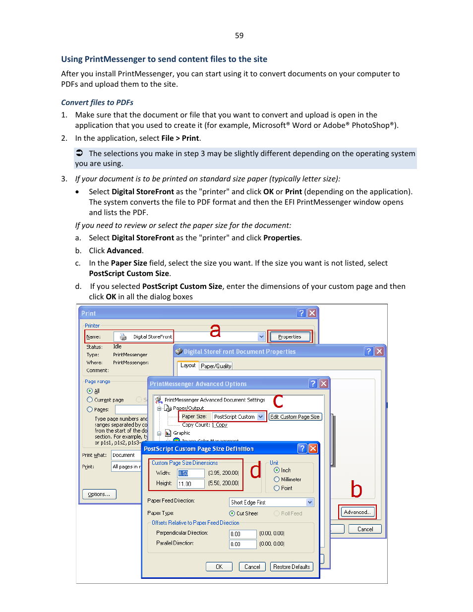 Convert files to pdfs | Konica Minolta Digital StoreFront User Manual | Page 59 / 127