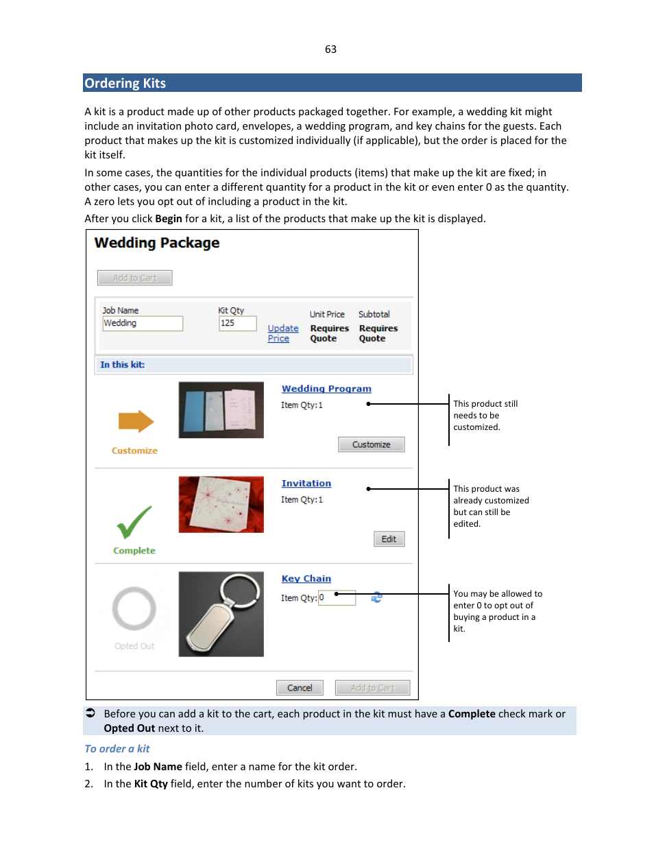 Ordering kits | Konica Minolta Digital StoreFront User Manual | Page 63 / 127