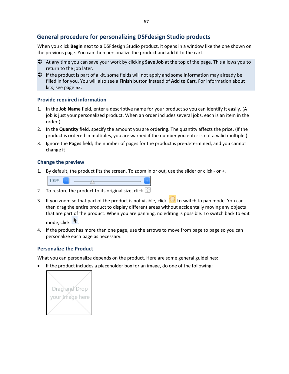 Provide required information, Change the preview, Personalize the product | Konica Minolta Digital StoreFront User Manual | Page 67 / 127