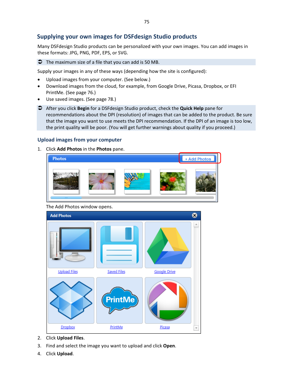 Upload images from your computer | Konica Minolta Digital StoreFront User Manual | Page 75 / 127