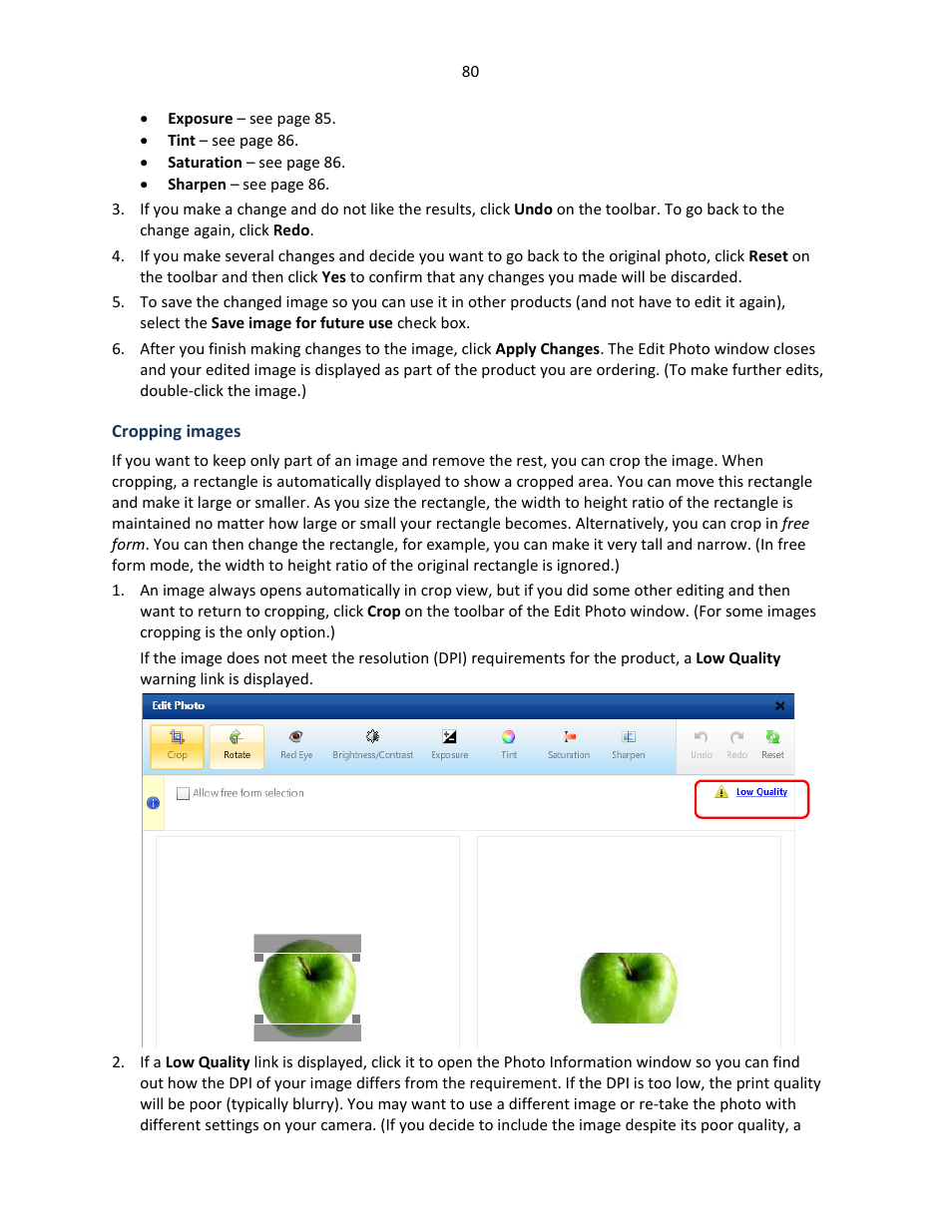 Cropping images, E 80 | Konica Minolta Digital StoreFront User Manual | Page 80 / 127