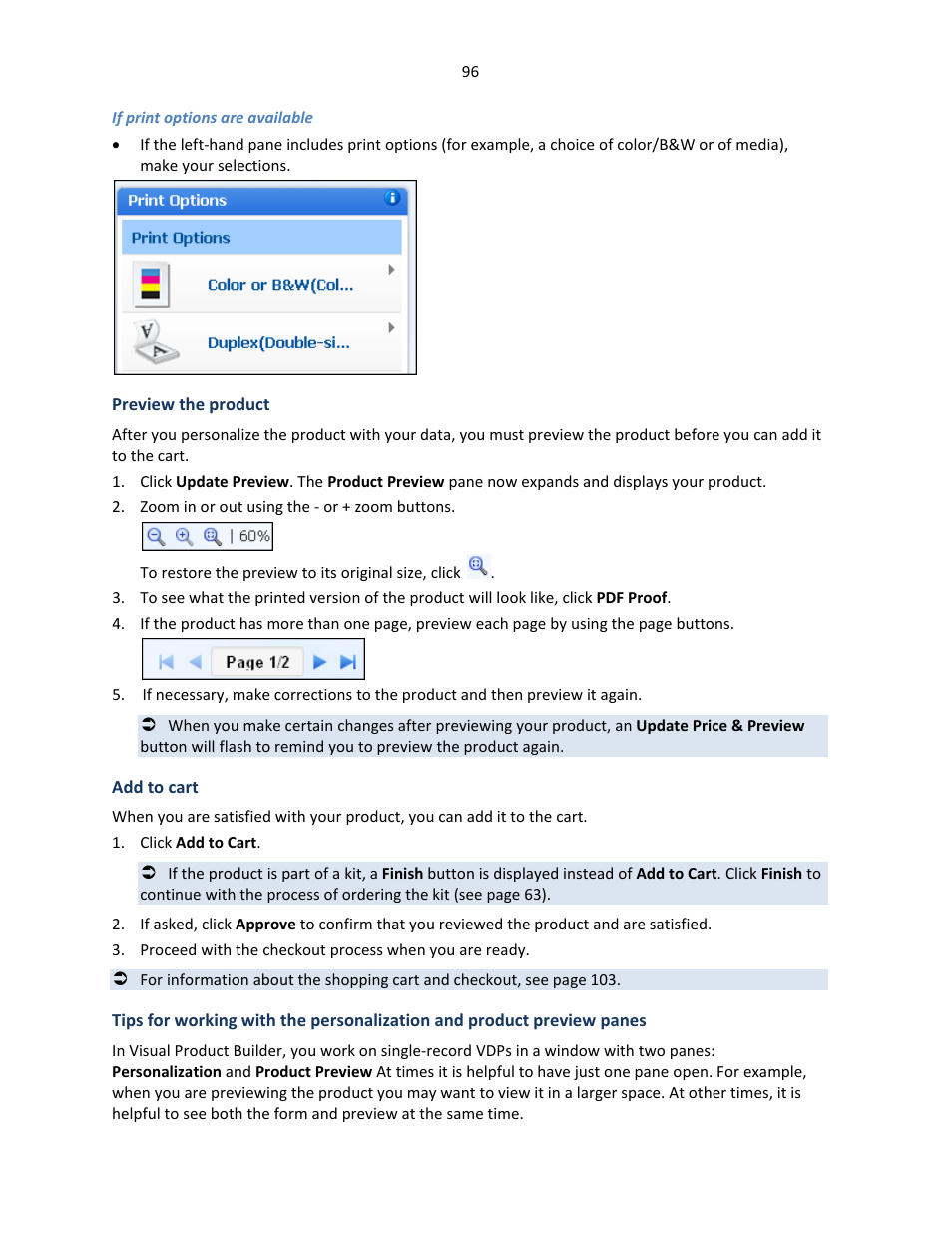 Preview the product, Add to cart | Konica Minolta Digital StoreFront User Manual | Page 96 / 127
